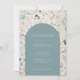 Moderne pastel Terrazzo gespikkeld patroon bruilof Save The Date