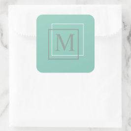 Moderne pastel turquoise en grijs monogram Sticker