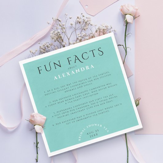 Moderne Pastel Turquoise Mint Bruiloft Feiten Servet