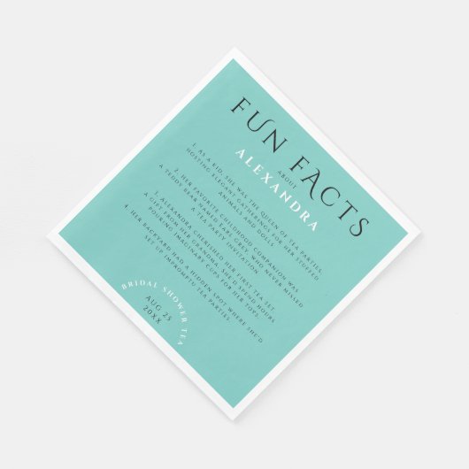 Moderne Pastel Turquoise Mint Bruiloft Feiten Servet (Hoek)