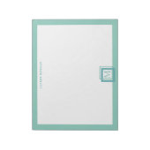 Moderne Pastel Turquoise Monogram Personalisatie Notitieblok (Linkerzijde)