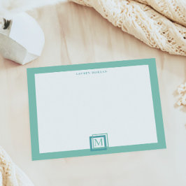 Moderne Pastel Turquoise Monogram Personalisatie Notitieblok