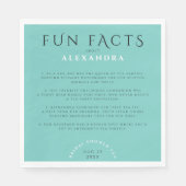 Moderne pastel turquoise munt bruids leuke weetjes servet (Voorkant)