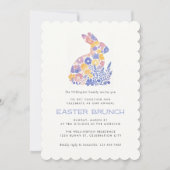 Moderne Pastel Waterverf Bunny Easter Brunch Kaart (Voorkant)