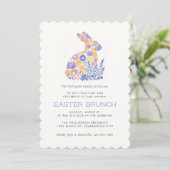 Moderne Pastel Waterverf Bunny Easter Brunch Kaart (Staand voorkant)
