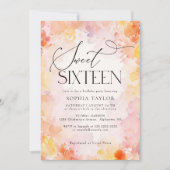 Moderne Pastel Waterverf Floral Sweet 16 Verjaarda Kaart (Voorkant)