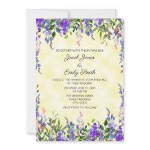 Moderne pastel Waterverf lavender Yellow Wedding