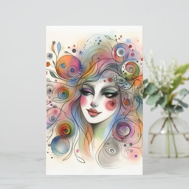 Moderne Pastel Whimsical Scrapbook Papier  (Staand voorkant)