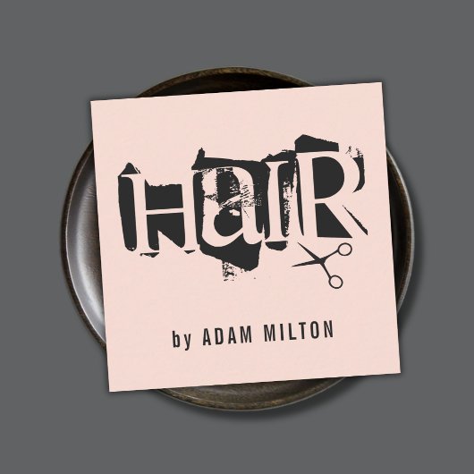 Moderne Pastel Zwarte Schaar Haarstylist Vierkante Visitekaartje