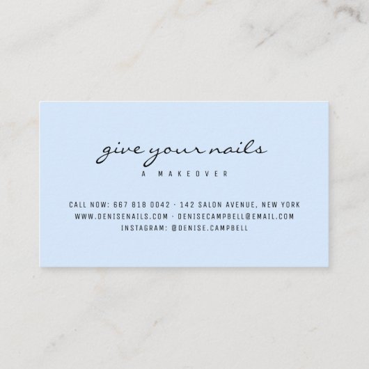 Moderne pastelblauwe en witte abstracte penseelstr visitekaartje (Achterkant)