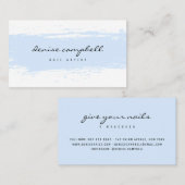 Moderne pastelblauwe en witte abstracte penseelstr visitekaartje (Voorkant / Achterkant)