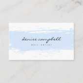 Moderne pastelblauwe en witte abstracte penseelstr visitekaartje (Voorkant)