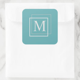 Moderne pastelblauwe en witte monogram Sticker