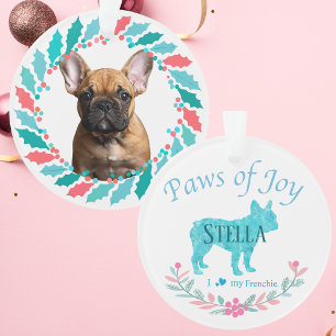 Moderne Pastelblauwe Franse Bulldog Gepersonalis Ornament