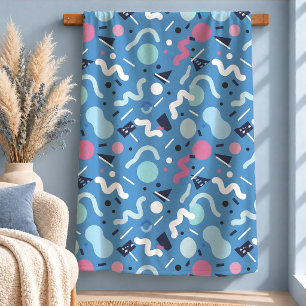 Moderne Pastelblauwe Geometrische Memphis Deken On