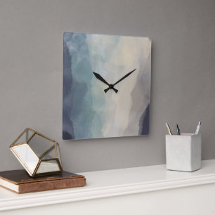 Moderne Pastelblauwe Mooie Abstracte Patroon  Vierkante Klok