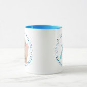 Moderne Pastelblauwe Poodle | Aangepaste Naam & Fo Mok (Midden)