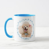 Moderne Pastelblauwe Poodle | Aangepaste Naam & Fo Mok (Links)