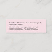 Moderne pastelblauwe roze trendy hallo typografie mini visitekaartje (Achterkant)