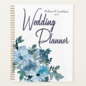 Moderne Pastelblauwe Rozen Bloemstuk Bruiloftsplan Planner (Voorkant)