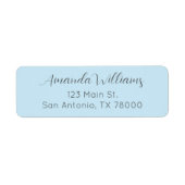 Moderne Pastelblauwe Script Retouradres Etiket (Voorkant)