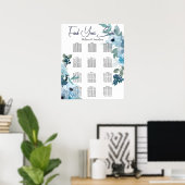 Moderne Pastelblauwe Waterverfrozen Zitplaatskaart Poster (Thuiskantoor)
