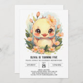 Moderne pasteleend verjaardag kaart (Voorkant / Achterkant)