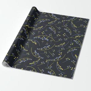 Moderne pastelgeel lila op zwarte bessen cadeaupapier