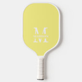 Moderne pastelgele minimalistische monogramnaam pickleball paddle (Achterkant)