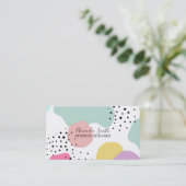 Moderne pastelgeometrische vormen poka dots binnen visitekaartje (Staand voorkant)