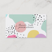 Moderne pastelgeometrische vormen poka dots binnen visitekaartje (Voorkant)