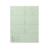 Moderne pastelgroene minimalistische weekplanner notitieblok (Linkerzijde)