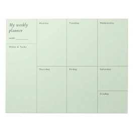 Moderne pastelgroene minimalistische weekplanner notitieblok