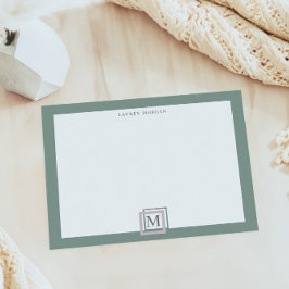 Moderne Pastelgroene Monogram Persoonlijke Notitie Notitieblok