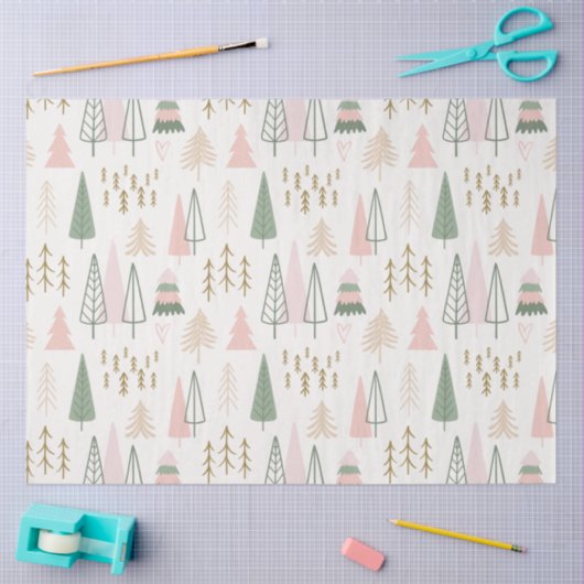 Moderne pastelkerstbomen van witte kerst tissuepapier (Craft)