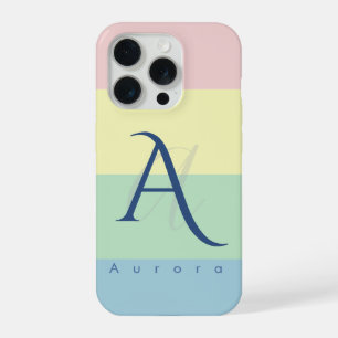 Moderne Pastelkleur Blok Beginletter & Aangepaste iPhone 15 Pro Case