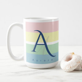 Moderne Pastelkleur Blok Initiaal & Aangepaste Naa Koffiemok