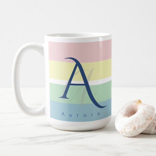 Moderne Pastelkleur Blok Initiaal & Aangepaste Naa Koffiemok (Met donut)