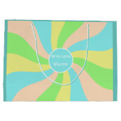 Moderne pastelkleur grillige patroon naam kind groot cadeauzakje (Achterkant)