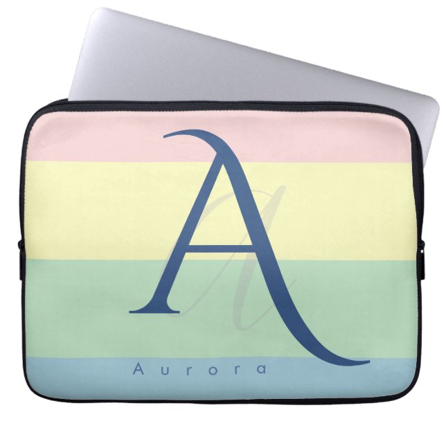 Moderne Pastelkleur Minimalistische Aangepaste Naa Laptop Sleeve (Voorkant)