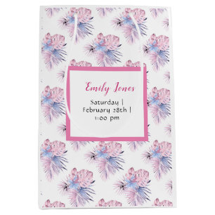 Moderne pastelkleur roze tropisch oh baby shower medium cadeauzakje