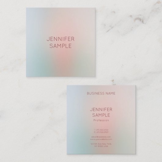 Moderne pastelkleuren Eenvoudig ontwerp Elegant Tr Vierkante Visitekaartje (Voorkant / Achterkant)