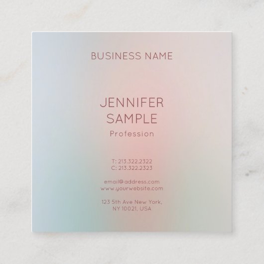 Moderne pastelkleuren Eenvoudig ontwerp Elegant Tr Vierkante Visitekaartje (Achterkant)