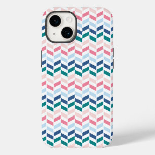 Moderne Pastelkleuren Geometrische Chevron Monogra iPhone 14 Hoesje