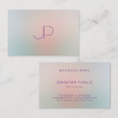 Moderne pastelkleuren monogram elegante sjabloon visitekaartje (Voorkant / Achterkant)