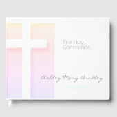 Moderne pastelkleuren van de eerste Heilige Commun Gastenboek (Voorkant)