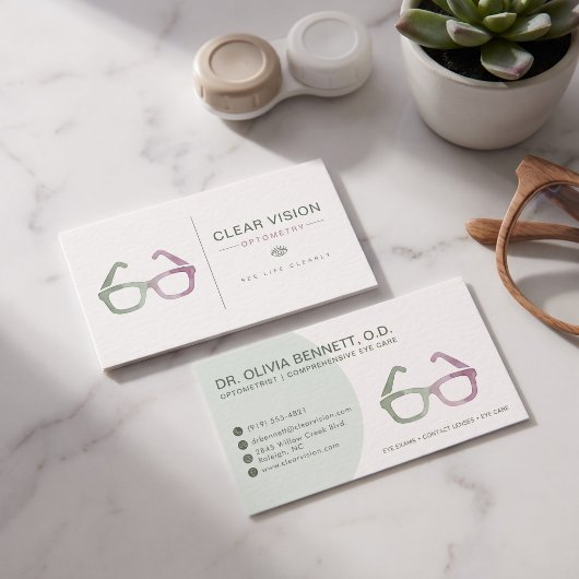 Moderne Pastelkleurige Bril Optometrist Visitekaartje