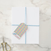 Moderne Pastelkleurige Geruite Regenboog Baby Show Cadeaulabel (Met Touw)