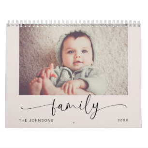 Moderne Pastelkleurige Gezinsfotokalender Kalender