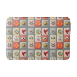 Moderne Pastelkleurige Natuur Iconen Badmat